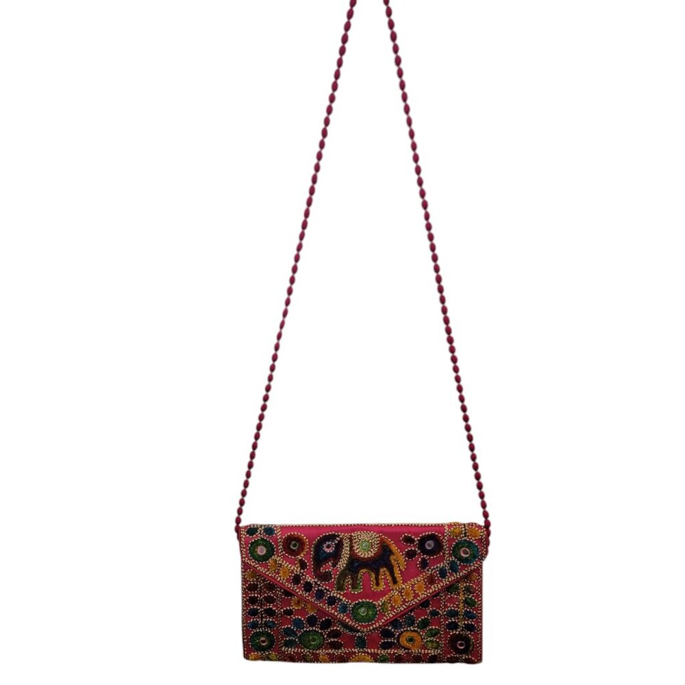 NWOT Rajasthani Jaipuri Art Sling Bag Fold-over Clutch Purse